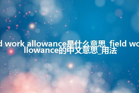 field work allowance是什么意思_field work allowance的中文意思_用法